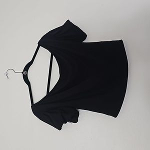 Black puff sleeve slight off shoulder shirt